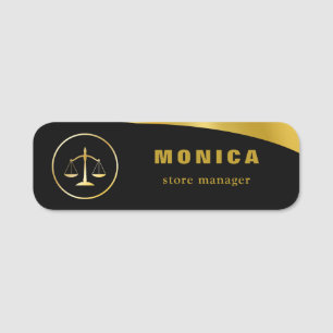Custom Logo Employee Magnetic Safety Pin Faux Gold Name Tag