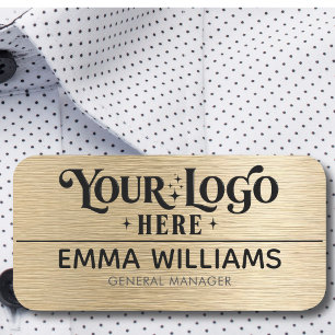 Custom Logo Employee Magnetic Safety Pin Faux Gold Name Tag