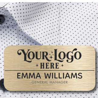 Custom Logo Employee Magnetic Safety Pin Faux Gold Name Tag