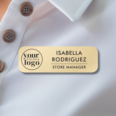 Custom Logo Employee Magnetic Safety Pin Faux Gold Name Tag