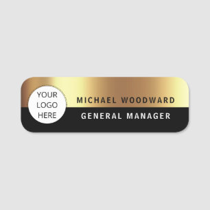 Custom Logo Employee Magnetic Safety Pin Faux Gold Name Tag