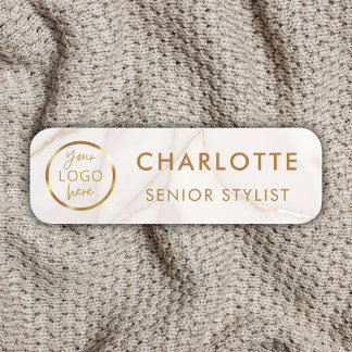 Custom Logo Employee Magnetic Safety Pin Marble Name Tag