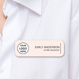 Custom Logo Employee Magnetic Safety Pin Pale Pink Name Tag