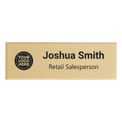 Custom Logo Employee Modern Golden Gradient Name Tag