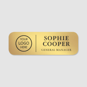 Custom Logo Employee Name Faux Gold Name Tag