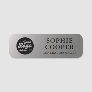 Custom Logo Employee Name Faux Silver Name Tag