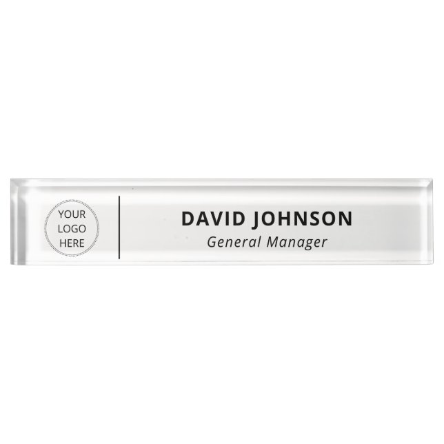 Custom Logo Employee Name Title Desk Name Plate (Front)
