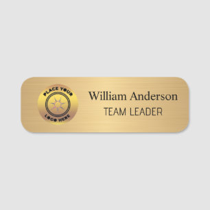 Custom logo employee name title gold magnetic tag