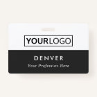 Custom logo employee name title gray and white id