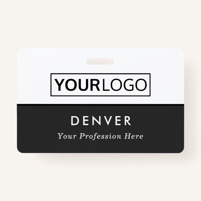 Custom logo employee name title gray and white id badge (Front)