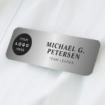 Custom logo employee name title silver magnetic name tag