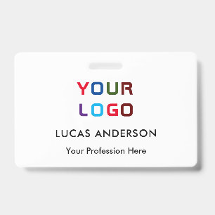 Custom logo employee name title white id badge
