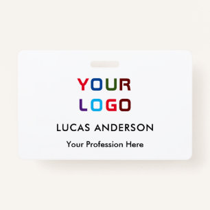Custom logo employee name title white id badge