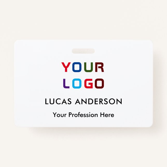 Custom logo employee name title white id badge (Front)