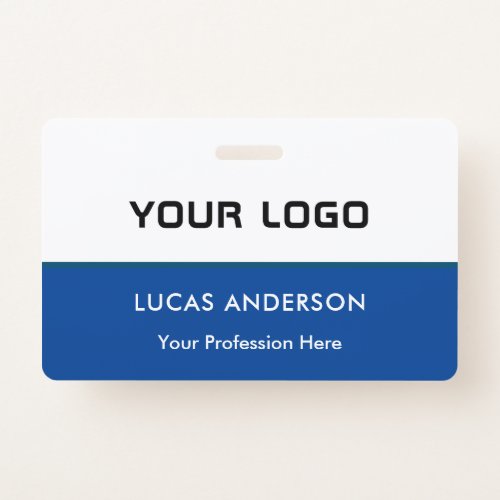 Custom logo employee name title white id badge