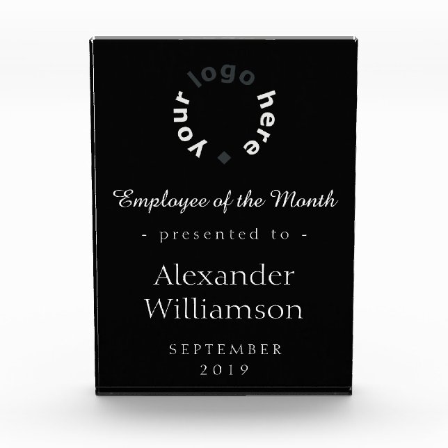 Custom Logo Employee of the Month Award | Black (Front)