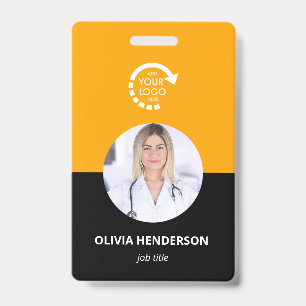 Custom Logo Employee Photo ID Retro Gold Badge
