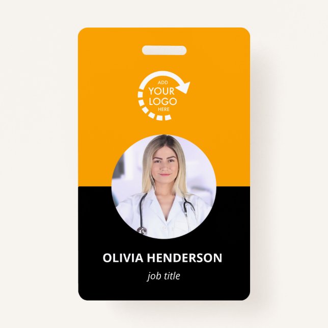 Custom Logo Employee Photo ID | Retro Gold Badge (Front)