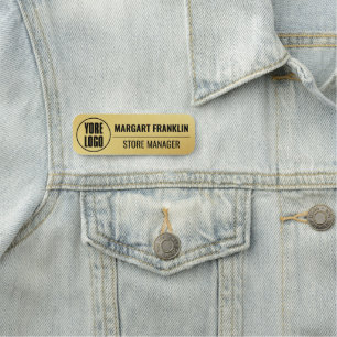 Custom Logo Employee Safety Pin or Magnetic Faux Name Tag