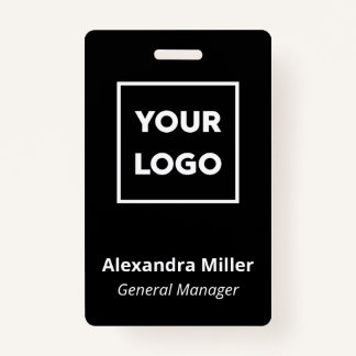 Custom Logo Employee Simple Black Name Badge