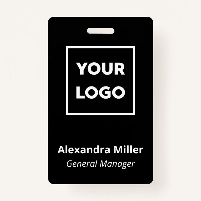 Custom Logo Employee Simple Black Name Badge (Front)
