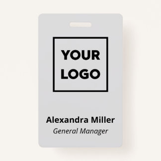 Custom Logo Employee Simple Grey Name Badge