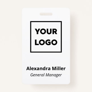 Custom Logo Employee Simple White Name Badge