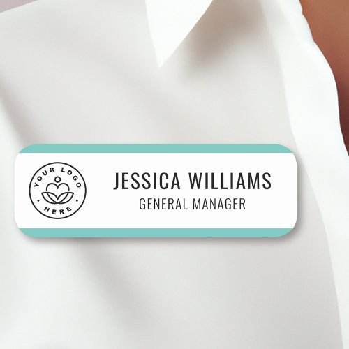Custom Logo Employee Teal Name Tag