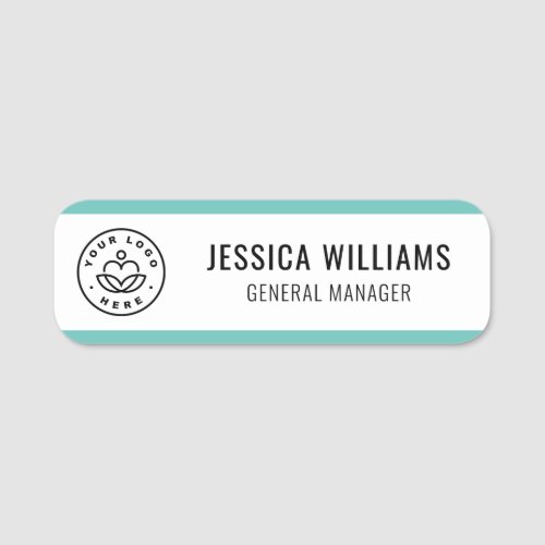 Custom Logo Employee Teal Name Tag