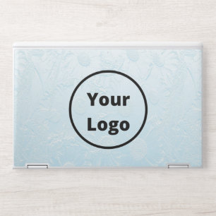 Custom logo engraved blue floral HP laptop skin