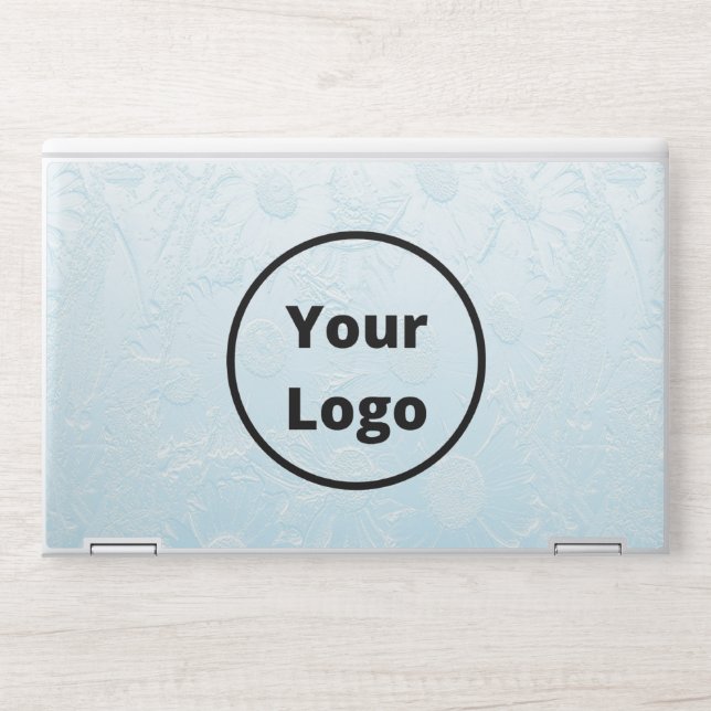 Custom logo engraved blue floral HP laptop skin (Front)