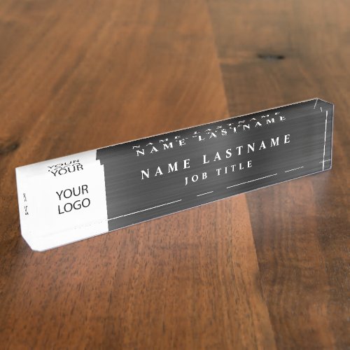 Custom Logo Executive Black Professional Desk Name Plate