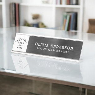 Custom Logo Executive Black Professional Desk Name Plate