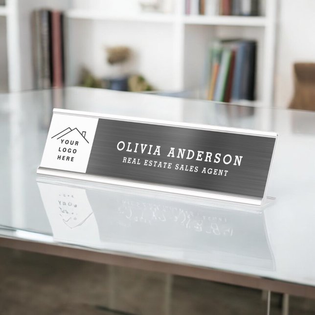 Custom Logo Executive Black Professional Desk Name Plate (Creator Uploaded)