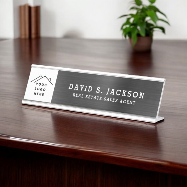 Custom Logo Executive Black Professional Desk Name Plate (Creator Uploaded)