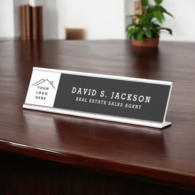 Custom Logo Executive Black Professional Desk Name Plate (Creator Uploaded)