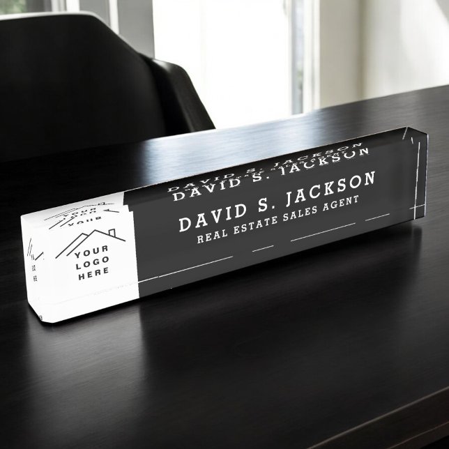 Custom Logo Executive Black Professional Desk Name Plate (Creator Uploaded)