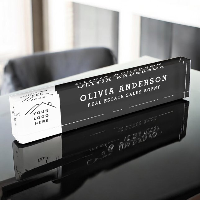 Custom Logo Executive Black Professional Desk Name Plate (Creator Uploaded)