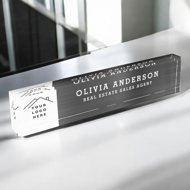 Custom Logo Executive Black Professional Desk Name Plate (Creator Uploaded)