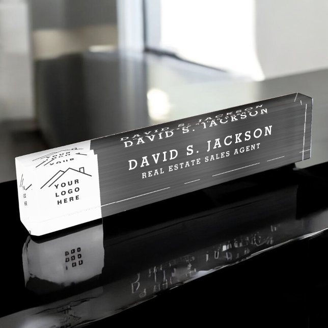 Custom Logo Executive Black Professional Desk Name Plate (Creator Uploaded)