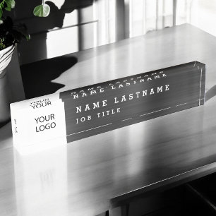 Custom Logo Executive Black Professional Desk Name Plate