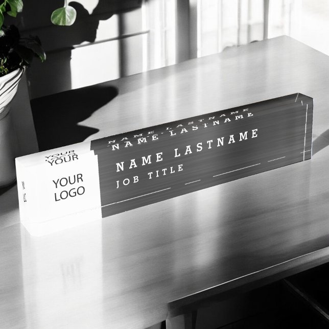 Custom Logo Executive Black Professional Desk Name Plate (Creator Uploaded)