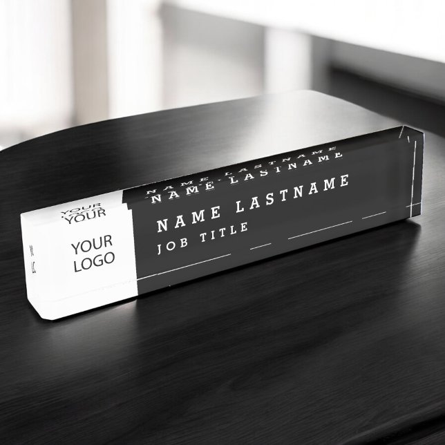 Custom Logo Executive Black Professional Desk Name Plate (Creator Uploaded)