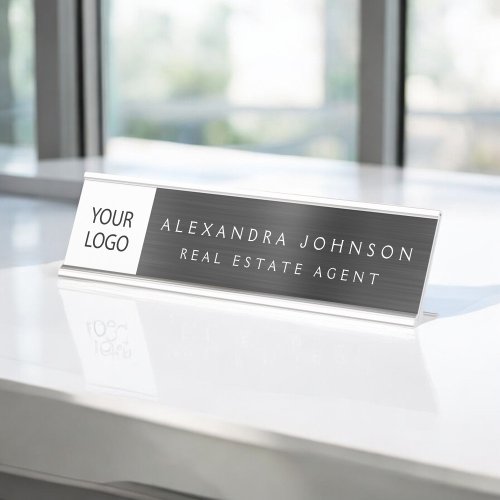 Custom Logo Executive Black Professional Desk Name Plate