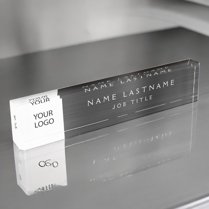 Custom Logo Executive Black Professional Desk Name Plate