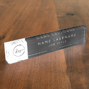 Custom Logo Executive Black Professional Desk Name Plate