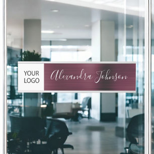 Custom Logo Executive Burgundy Professional Door Sign
