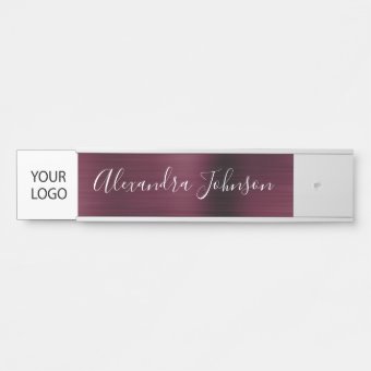 Custom Logo Executive Burgundy Professional Door Sign | Zazzle