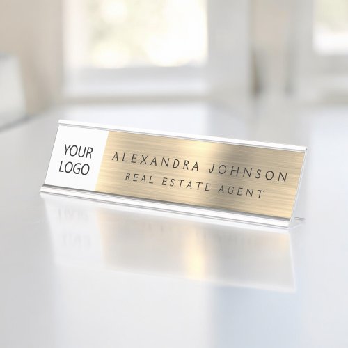 Custom Logo Executive Gold Professional Desk Name Plate