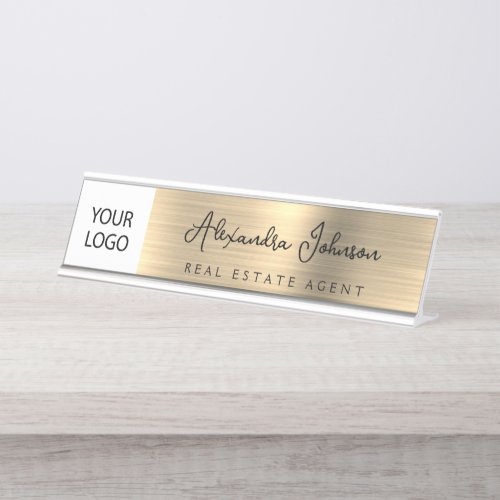 Custom Logo Executive Gold Professional Desk Name Plate